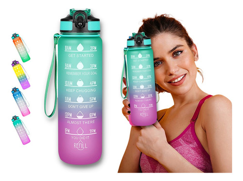 Termo Motivacional De Colores Botella De Agua De Moda 1 Lt