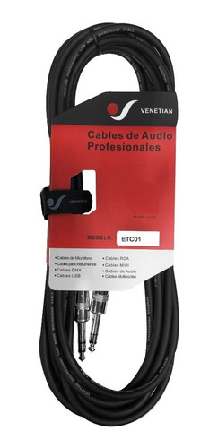 Venetian Cable Plug Trs Balanceado Stereo 3 Mt Monitores