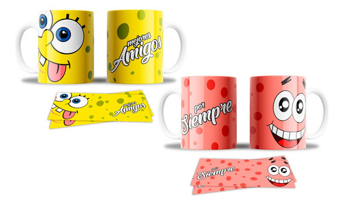 Combo Tazas De Cerámica Personalizada - Bob Esponja - Amigos