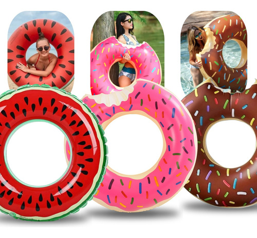 Boia Donuts Gigante 120cm Rosquinha Inflavel Moda Piscina 