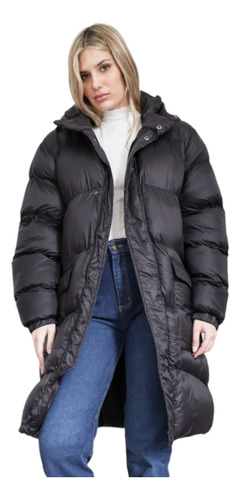 Campera Puffer Inflable Maxicamperon Largo Capucha Importada