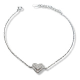 Pulsera Dije Corazón Piedras Plata 925