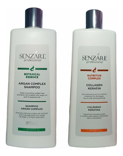 Senzare Shampoo De Argán + Tratamiento Colágeno Y Keratina 
