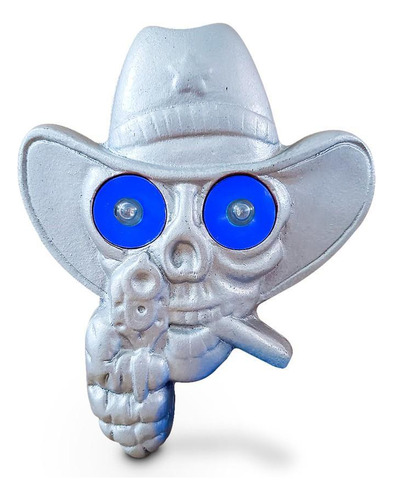 Caveira Cowboy Revolver Caminhão Olho De Led Azul 24v Az