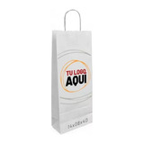 Bolsas Papel Blanco Para Vino Personalizadas X500 - 14x08x40