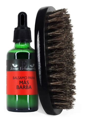 Kit Loción Crecimiento De Barba Y Cepillo Negro Militar