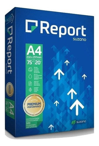 Papel Sulfite A4 75g Resma 500 Folhas Premium Report Suzano