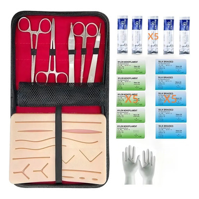 YITONGMU Pad Práctica Sutura E Insiciones Kit Modelos Anatomicos almohadilla de sutura X1 herramientasX5 cuchillasX5 hilos de suturaX15 guantesX1 | Envío gratis