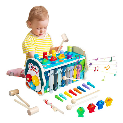 Juguete Didáctico Montessori Con Música Y Martillo Niño 7en1, Juguetes Sensoriales Golpear Con Martillo, Juguetes Educativos Para Martillar Multifuncional, Navidad Regalo Divertido Para Niños Y Niñas