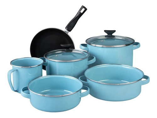 Batería De Cocina Milenia 8 Piezas Cinsa Azul Aqua Bay Color Azul Claro