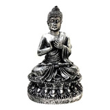 Buda Hindu Estátua Resina Prateado Hindu 15cm