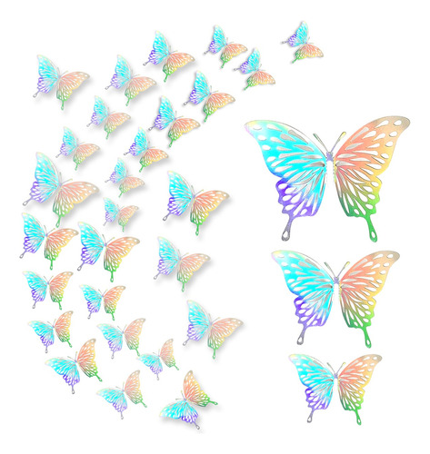 Mariposas Decorativas 3d Pared Plata Colorida Hueco 72pcs