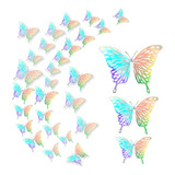 Mariposas Decorativas 3d Pared Plata Colorida Hueco 72pcs