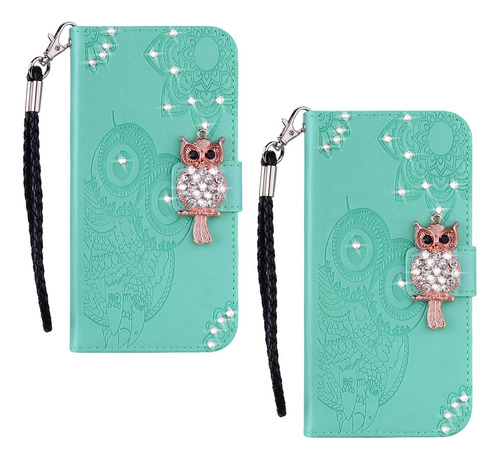 2×funda Tipo Cartera Piel Con Purpurina For Samsung Galaxy