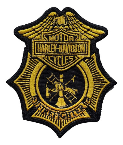 Parche Bordado Firefighter Bombero Harley Davidson Placa Fir