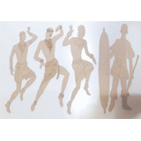 Combo 10 Figuras Africanos Fibrofacil Mdf 45 Cm Alto