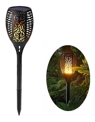 Antorcha Solar Led Efecto Fuego Exterior Jardín Parque 74cm