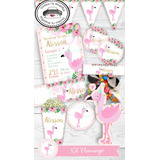 Kit Imprimible Flamingo Invitacion Etiquetas Candy Bar