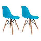 Cadeira De Jantar Empório Tiffany Eames Dsw Madera, Estrutura De Cor  Azul-turquesa, 2 Unidades