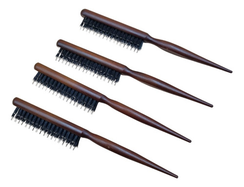 Set De 4 Cepillos Pulidor Triple Cerda Para Cabellos Y Barba