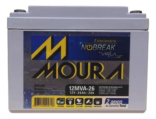 Bateria Estacionaria Moura Nobreak 12v 26ah - 12mva26