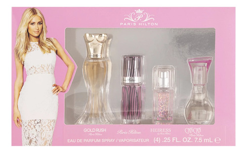 Paris Hilton Set 4 Mini Perfumes Gold Rush Can Can Heiress