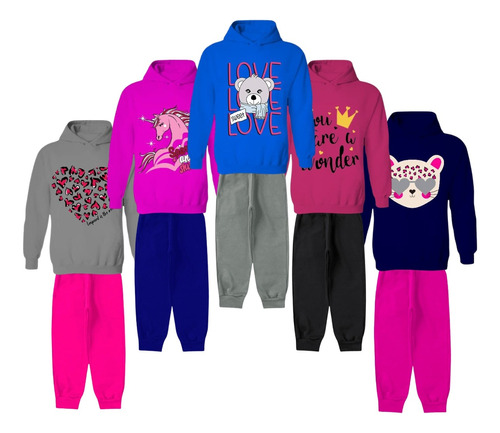 Kit 8 Peças Moletom Roupa Infantil Menina Inverno Do 1 Ao 8