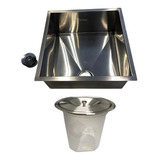 Conjunto Cuba 40x40 Inox  + Lixeira Cesto 5l Cozinha