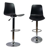 Kit 2 Bancos Barra Bar Comedor Respaldo Alto Estilo Eames Color Negro