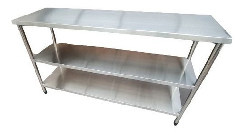 Bancada Mesa Inox Industrial 2 Prateleiras 150x60x90