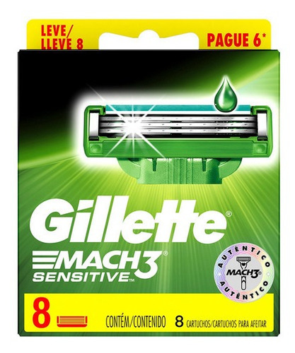 Carga Para Lâmina De Barbear Gillette Mach3 Sensitive 8 U