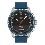 Reloj Hombre Tissot T121.420.47.051.06 Touch Connect Solar Color De La Correa Azul Color Del Bisel Plateado Color Del Fondo Negro