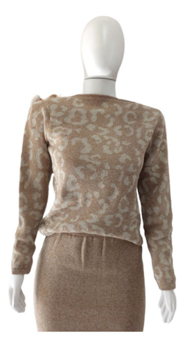 Blusa Tricot Jacquard Encorpado Estampa Animal Print