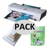 Termolaminadora A4 + 100 Micas Plastificadoras - Pack Lámin