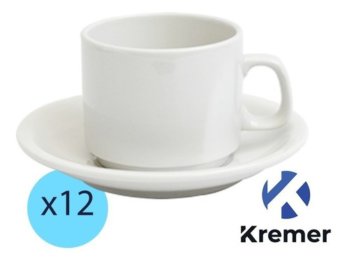 Taza Pocillo De Cafe C/plato Porcelana Restaurant Recto X12