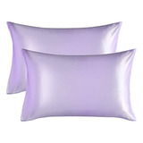 Fundas Para Almohada Queen De Saten Color Lavanda 50x76cm