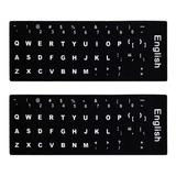 Pegatinas De Teclado Ingles Negro Letras Blancas