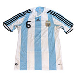 Camiseta Argentina adidas Titular 2008/09 Original #6 Heinze