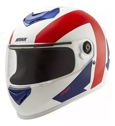 Casco Moto Hawk Integral Rs1 T-racer Blanco/rojo Ed Limitado