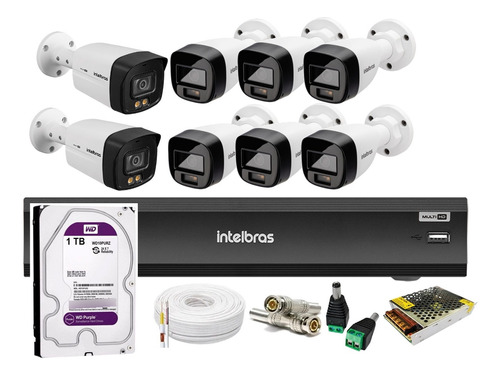 Kit 8 Cameras Intelbras Fullcolor  Dvr 8ch Fullhd, 1t Purple