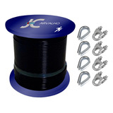 15m 1/8 Pvc Preto +4 Sapatilhas +4 Grampos