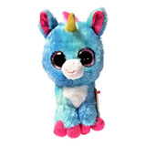 Pelucia Ty Beanie Boo Unicornio Stitches Azul 15cm Cavalo