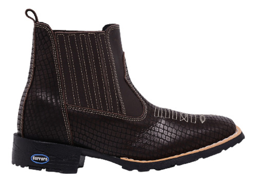 Bota Botina Cano Curto Em Couro Country Texana Bordada Snake