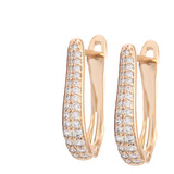 Elegantes Aretes Mujer De Oro Lamin 18k Huggies Diamantados