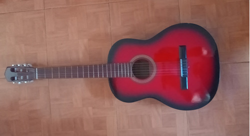 Guitarra Para Zurdos Acústica De Color Rojo Oscuro