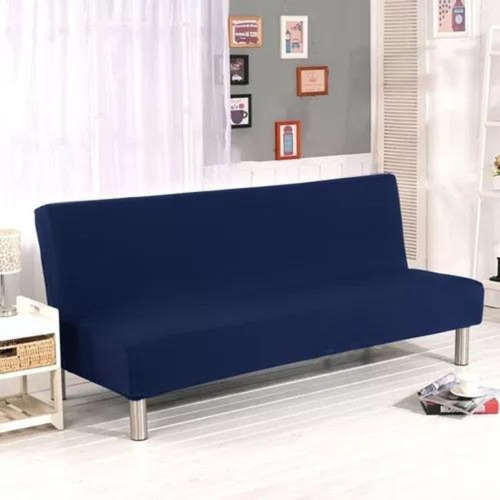 01 Capa De Sofá Sem Braço Fundas De Futon  1,20 M Até 1,40 M Cor Azul-marinho