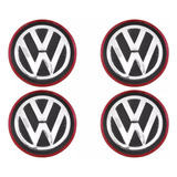 4 Centros Rines Vw Golf Gti Jetta Gli Mk7  65mm Rojo 19-21