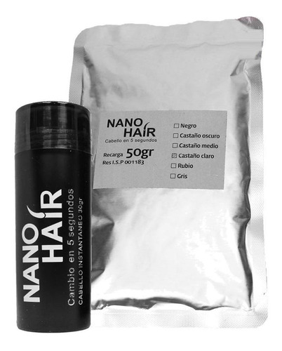 Nano Hair Color Castaño Claro Pack 80grs