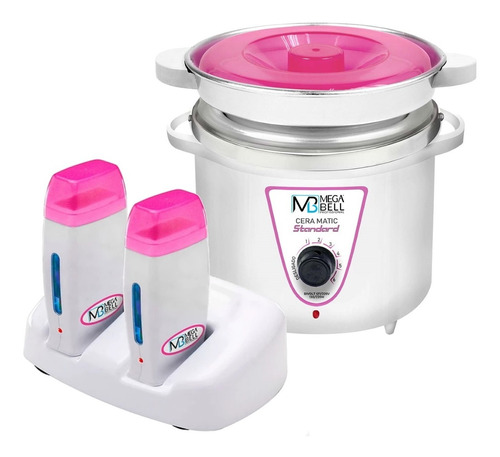 Termocera 900g + Base Dupla + 2 Rollon Panela Depilação Rosa