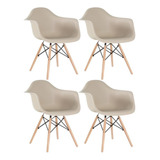4 Cadeiras Cozinha Eames Wood Daw  Com Braços  Cores Estrutura Da Cadeira Nude